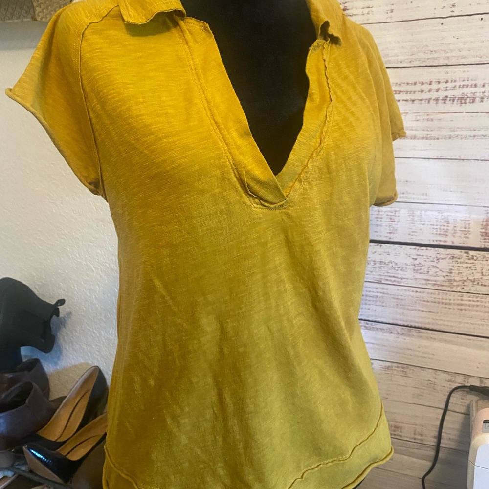 We The Free Mustard Short Sleeve Top